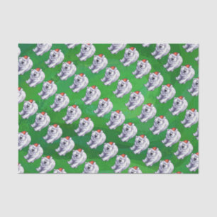 Papel De Seda Natal do urso polar no verde