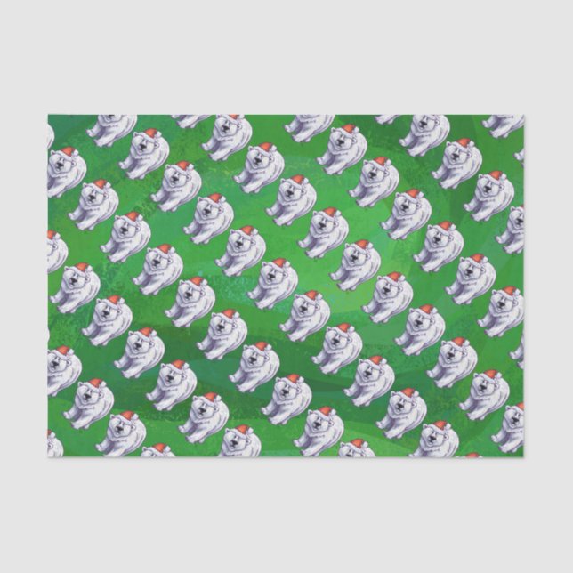 Papel De Seda Natal do urso polar no verde (Frente )