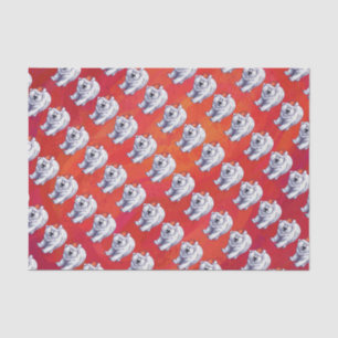 Papel De Seda Natal do urso polar no vermelho