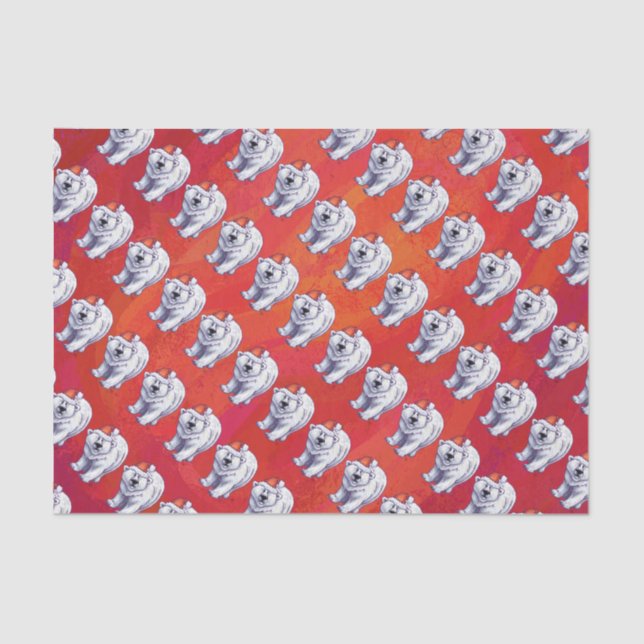 Papel De Seda Natal do urso polar no vermelho (Frente )