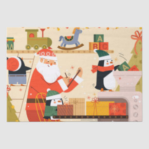 Papel De Seda Natal do Workshop de Brinquedos do Papai noel
