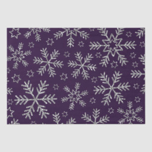 Papel De Seda Natal Elegante com Flocos de Neve Roxos e Prateado