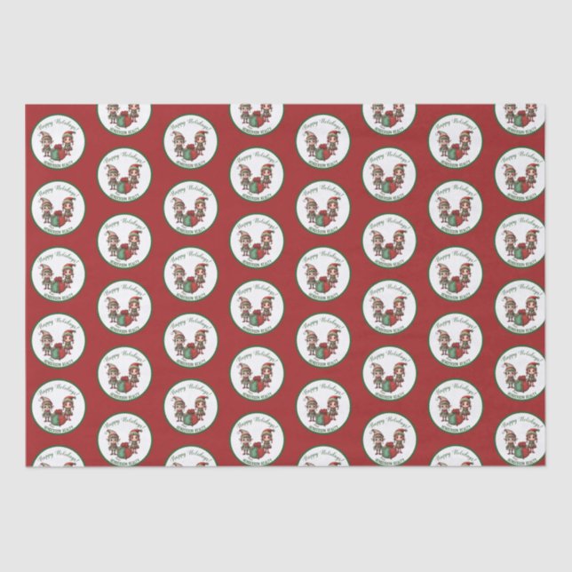 Papel De Seda Natal Elves Feriado de negócios personalizado (Frente )