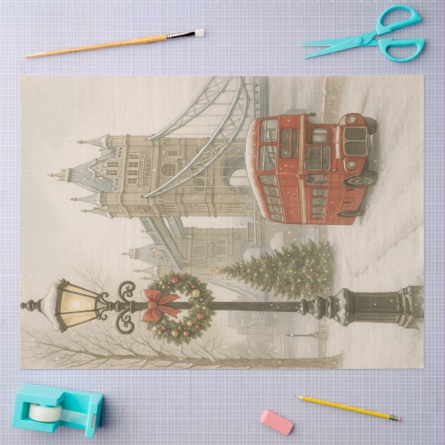 Papel De Seda Natal em Londres Presente para Viajante | Feriado (Arte )