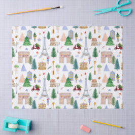 Papel De Seda Natal em Paris Cidade das Luzes Feriado