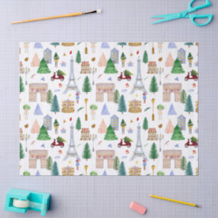 Papel De Seda Natal em Paris Cidade das Luzes Feriado