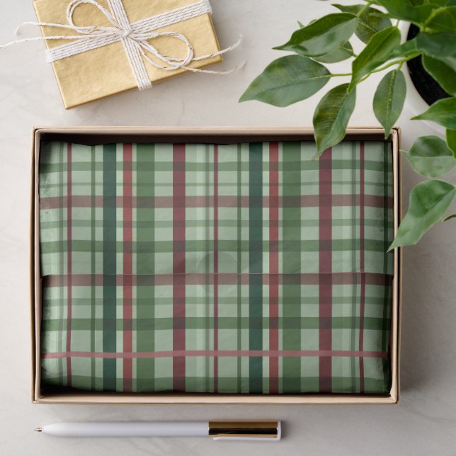 Papel De Seda Natal em Xadrez Verde e Vermelho (Presente)