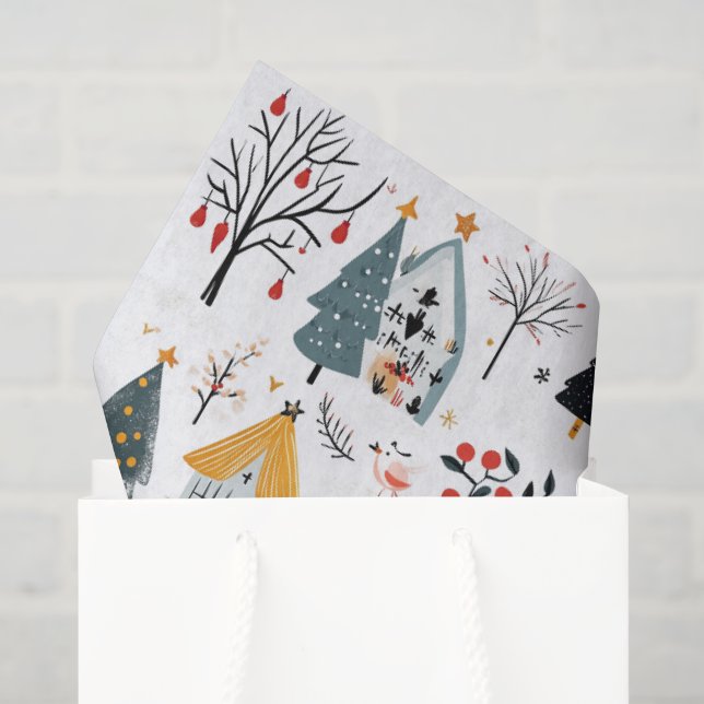 Papel De Seda Natal Escandinavo   (Sacola de presentes)