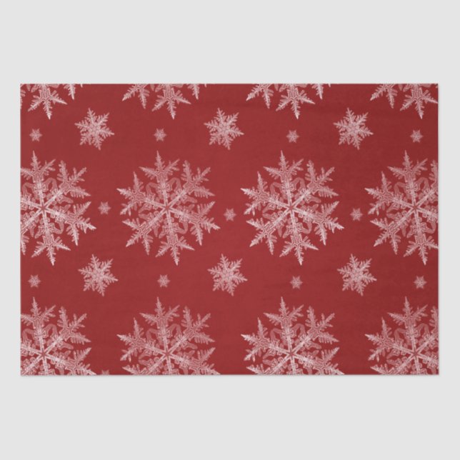 Papel De Seda Natal Flocos de Neve Natal Vermelho (Frente )