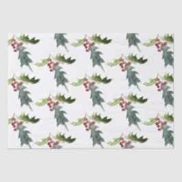 Papel De Seda Natal Floral Holly Red Berries