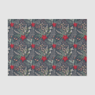 Papel De Seda Natal Floral Poinsettia Winter Heather
