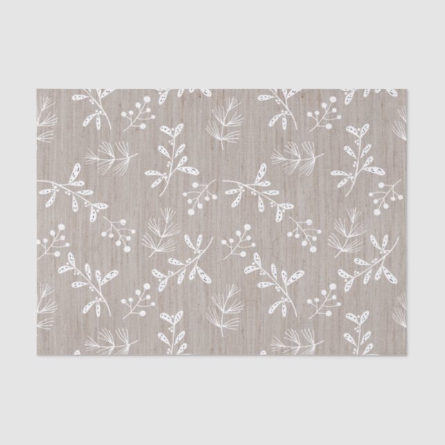 Papel De Seda Natal Floral Russo Branco (Frente )
