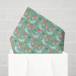 Papel de seda Natal Golfinho em Verde