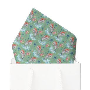 Papel de seda Natal Golfinho em Verde