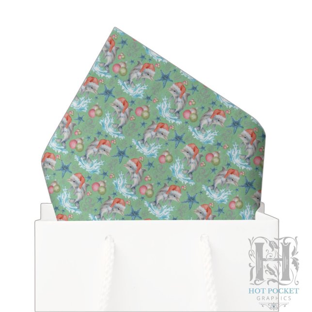 Papel de seda Natal Golfinho em Verde (Criador carregado)