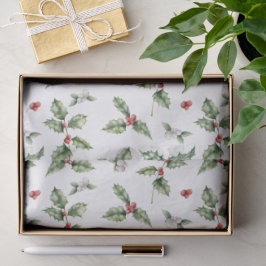 Papel De Seda Natal Holly e Mistletoe
