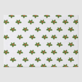 Papel De Seda Natal Holly Pattern