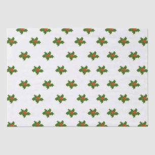 Papel De Seda Natal Holly Pattern