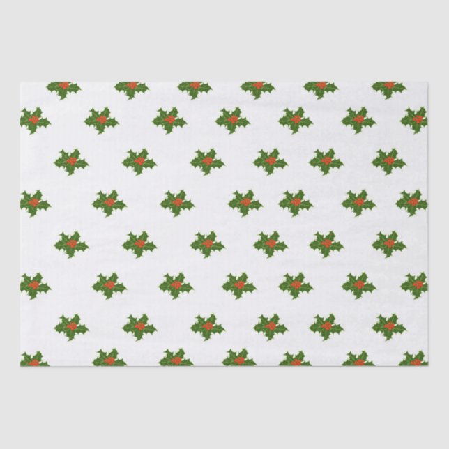 Papel De Seda Natal Holly Pattern (Frente )
