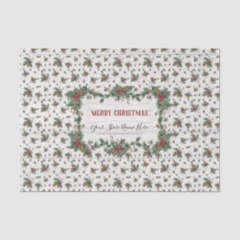 Papel De Seda Natal Holly Pine Mistletoe Negócios Clássicos