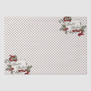 Papel De Seda Natal Holly-POLKA-DOT-Winter Desejos