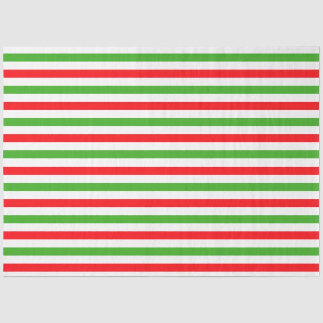 Papel De Seda Natal Listras Modernas Verde Vermelho Branco (Frente )