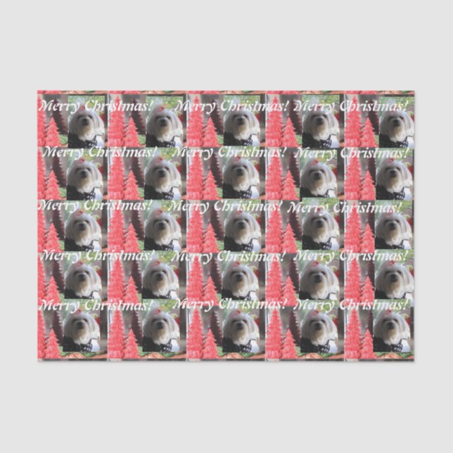 Papel De Seda Natal maltês com árvores vermelhas (Frente )