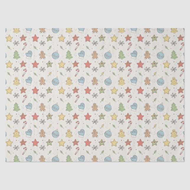 Papel De Seda Natal Minimalista com Cookie Doodles (Frente )