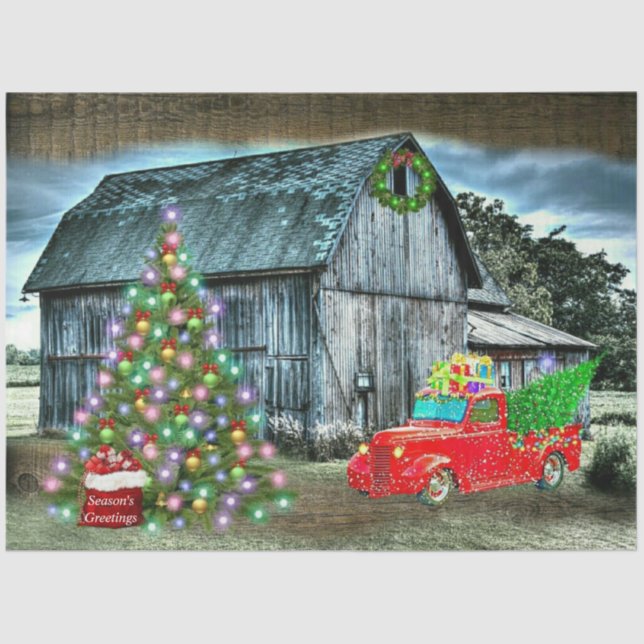 Papel De Seda Natal Na Fazenda Rustic Barn (Frente )