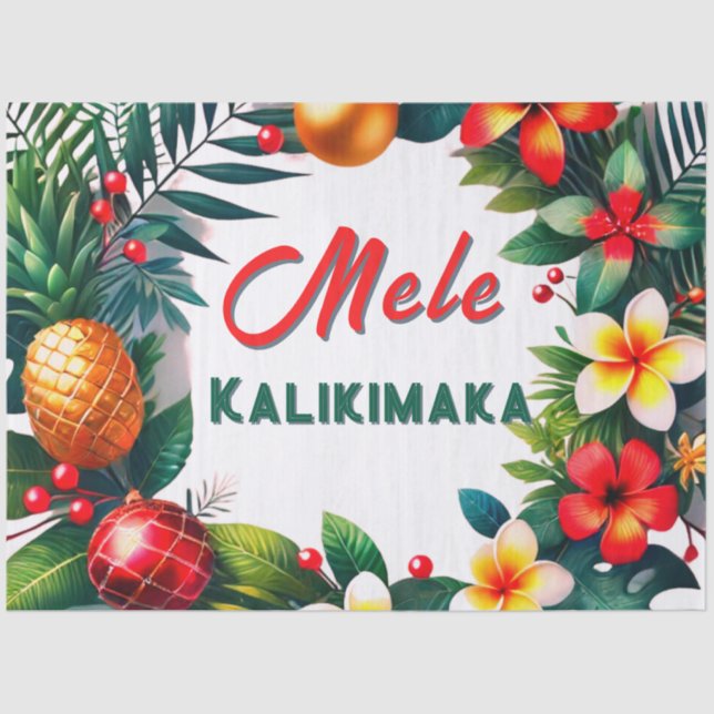 Papel De Seda Natal no Havaí - Terra Tropical (Frente )