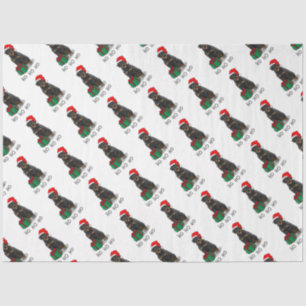 Papel De Seda Natal Papai Noel Chapeuer Rottweiler Cão Engraça