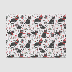 Papel De Seda Natal para Gatos Pretos Retro Bonitos