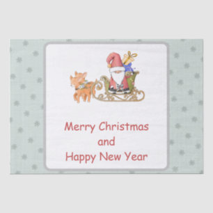 Papel De Seda Natal personalizado para Santa Claus Reindeer Slei