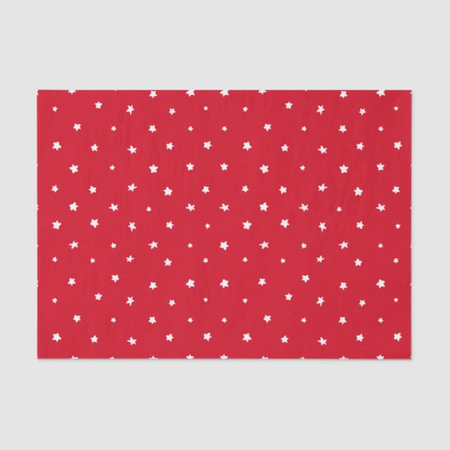 Papel De Seda Natal Red White Stars Feriado Whimsical (Frente )