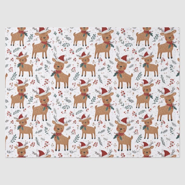 Papel De Seda Natal Rena Gordinho Retro (Frente )