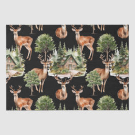 Papel De Seda Natal Rustic Deer Wildlife Holiday