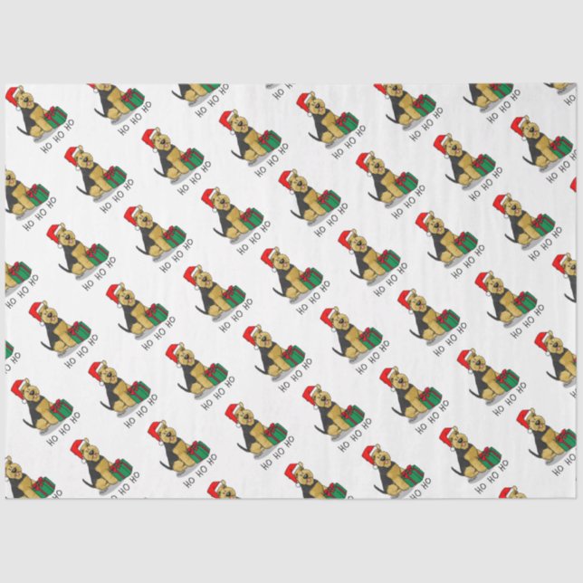 Papel De Seda Natal Santa Claus Hat Welsh Terrier Dog Cute (Frente )
