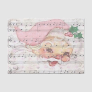 Papel De Seda Natal Santa Claus Vintage Música