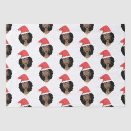 Papel De Seda Natal Santa Hat, Mulher Negra, Cabelo Natural