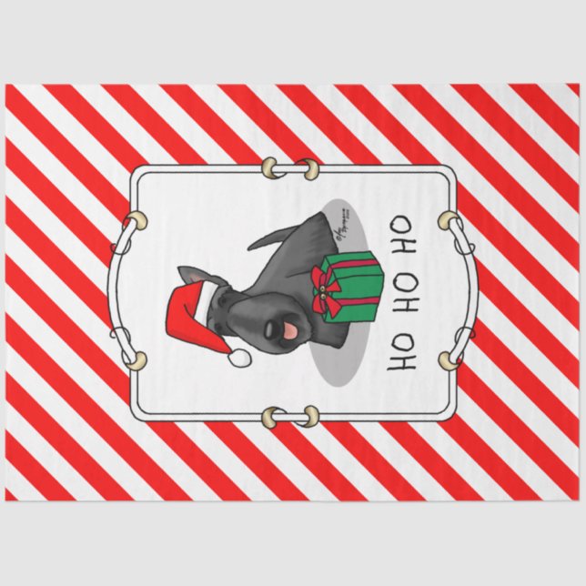 Papel De Seda Natal Santa Hat Scottish Terrier (preto) (Frente )