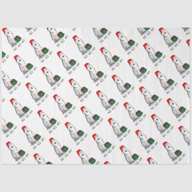 Papel De Seda Natal Santa Hat Siberian Husky (prateado) (Frente )