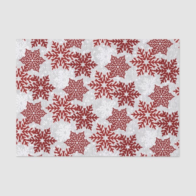 Papel De Seda ⭐ Natal Sparkle Red ❄ Flocos de Neve (Frente )