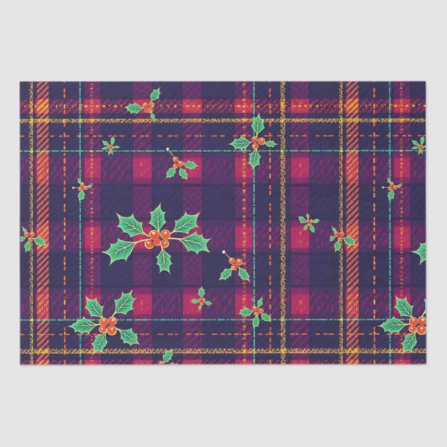 Papel De Seda Natal Tartan (Frente )
