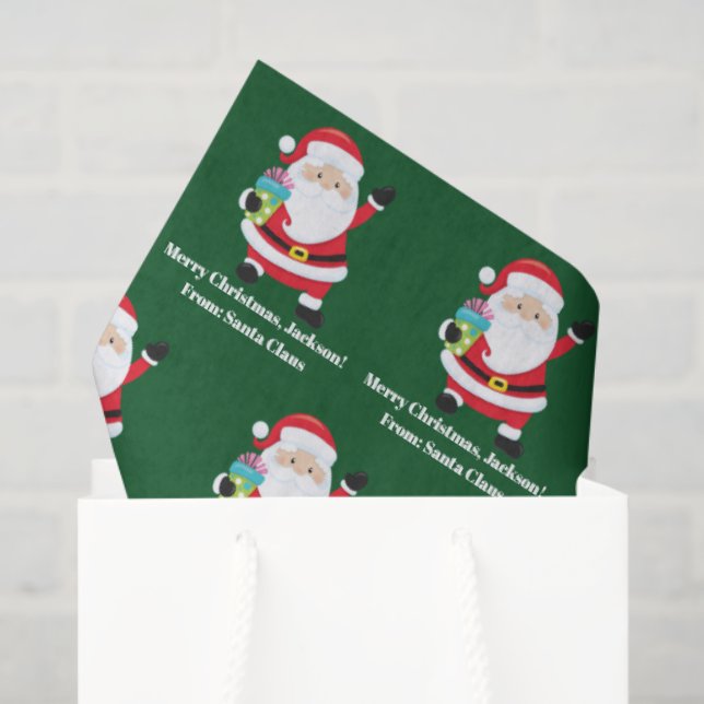 Papel De Seda Natal Verde para Crianças Personalizadas do Papai  (Sacola de presentes)