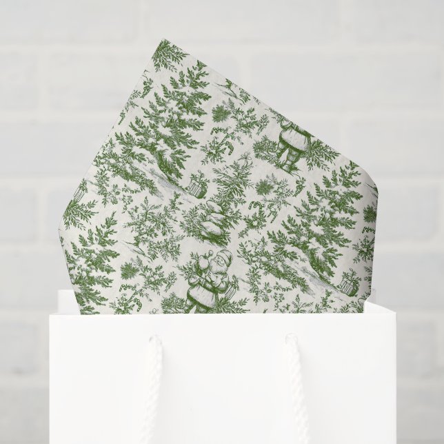 Papel De Seda Natal Verde Toile do Papai Noel (Sacola de presentes)