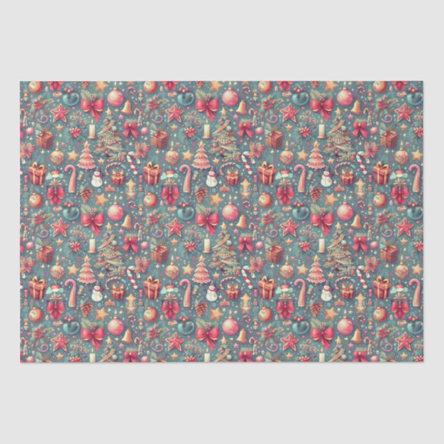 Papel De Seda Natal Vintage Rosa (Frente )