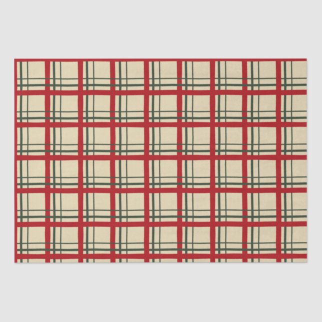 Papel De Seda Natal vintage Xadrez Tartan Design (Frente )