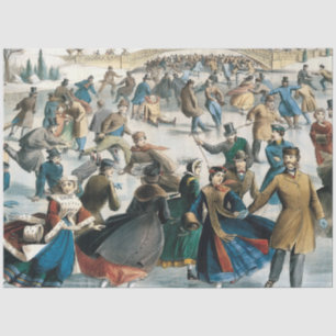 Papel De Seda Natal Vitoriano Central Park Currier & Ives