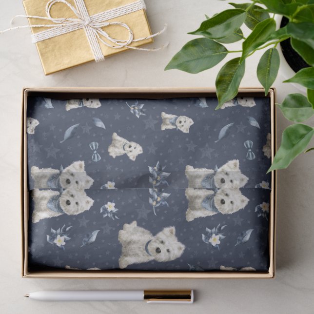 Papel De Seda Natal White Westie (Presente)