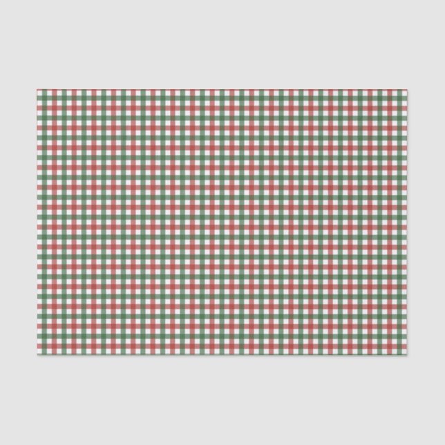 Papel De Seda Natal Xadrez Vermelho e Verde Clássico (Frente )